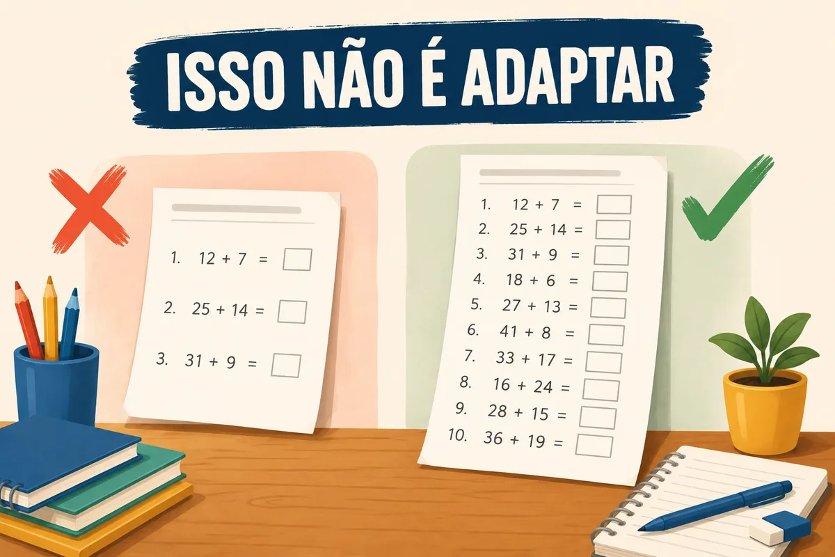 Atividade escolar adaptada para manter o desafio de aprendizagem
